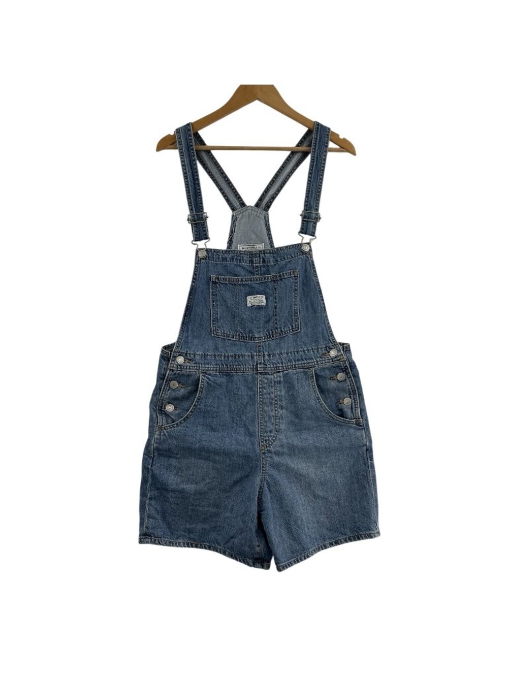 Levi's Vintage Style Denim Light Wash Shortalls Shorts Overalls Women's Small